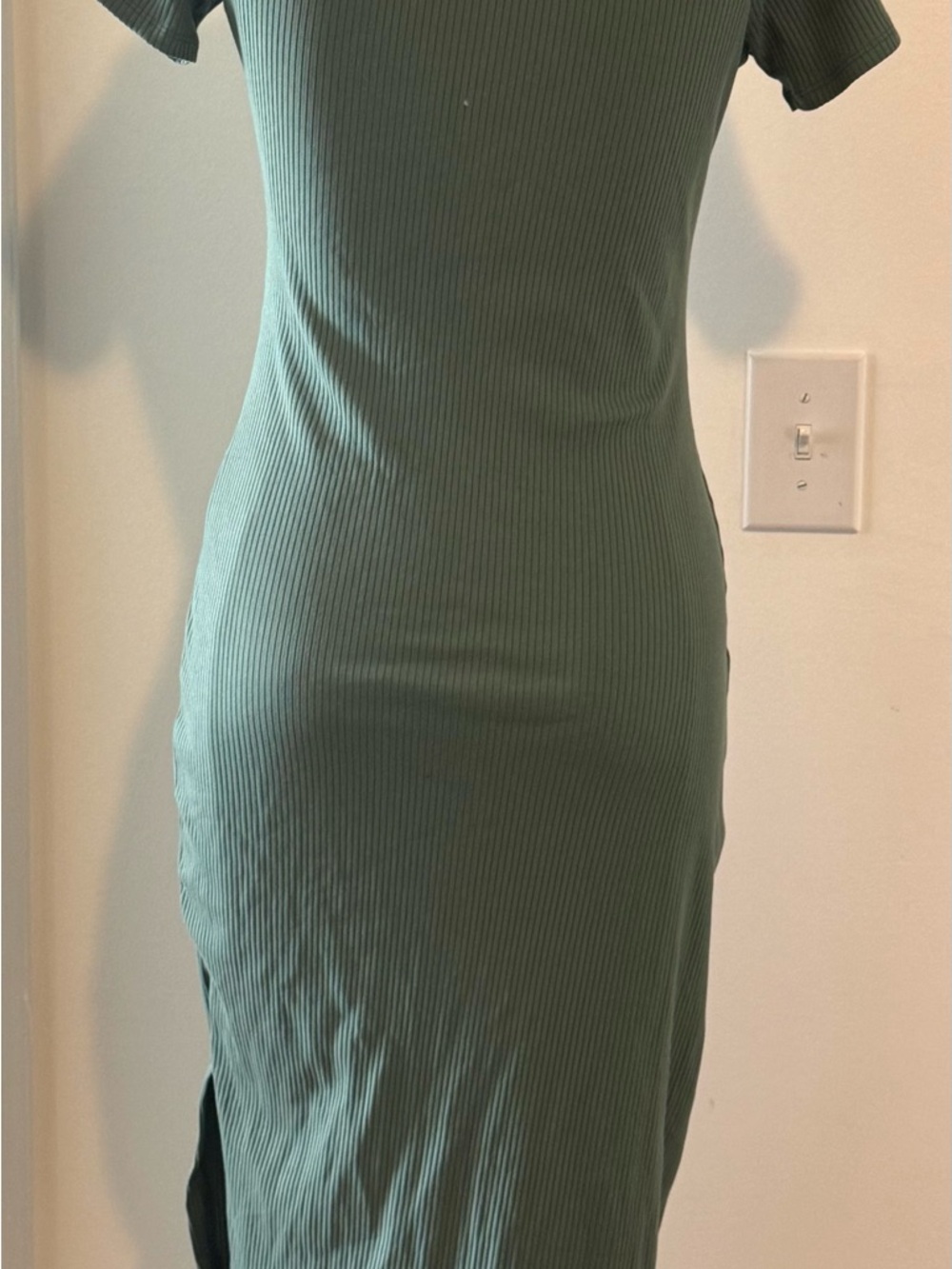 Pink Victoria Secret Ribbed Short-Sleeve Midi Dress in Sage Green - Picture 2 of 3